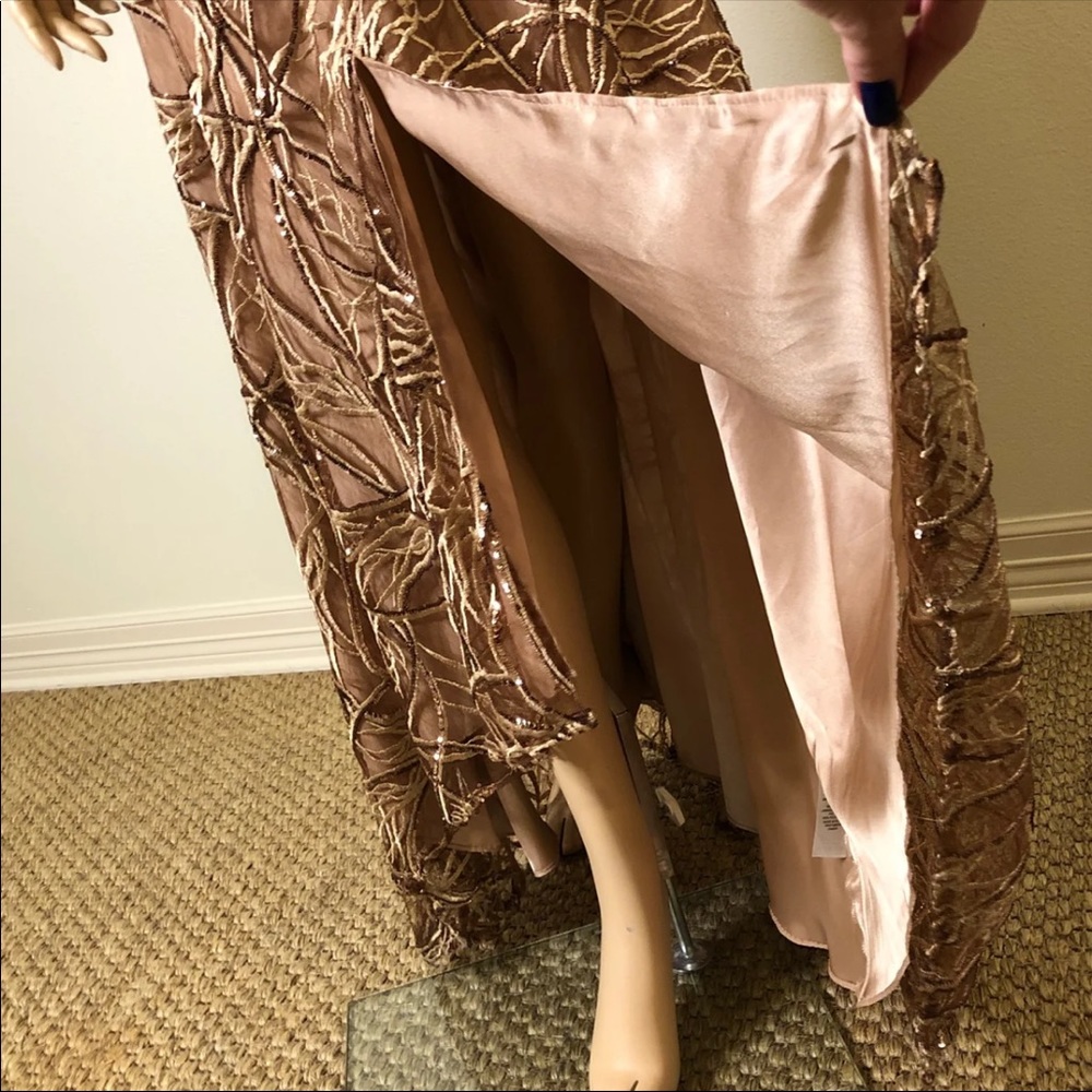 Aidan Mattox Dress Rose Gold Lace Sequin 4 EUC - Picture 5 of 8